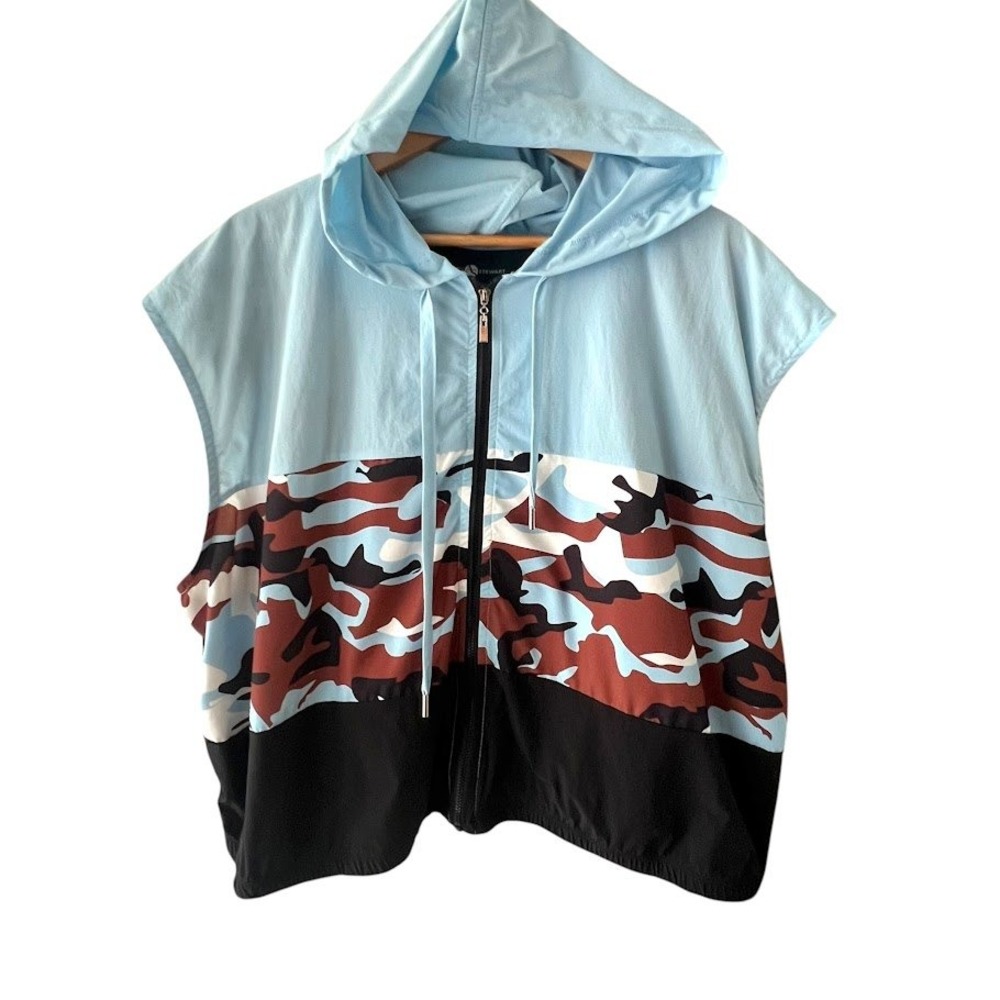 Ashley Stewart 22/24 Sleeveless Hoodie Vest Camo Colorblock Zip Up Athleisure